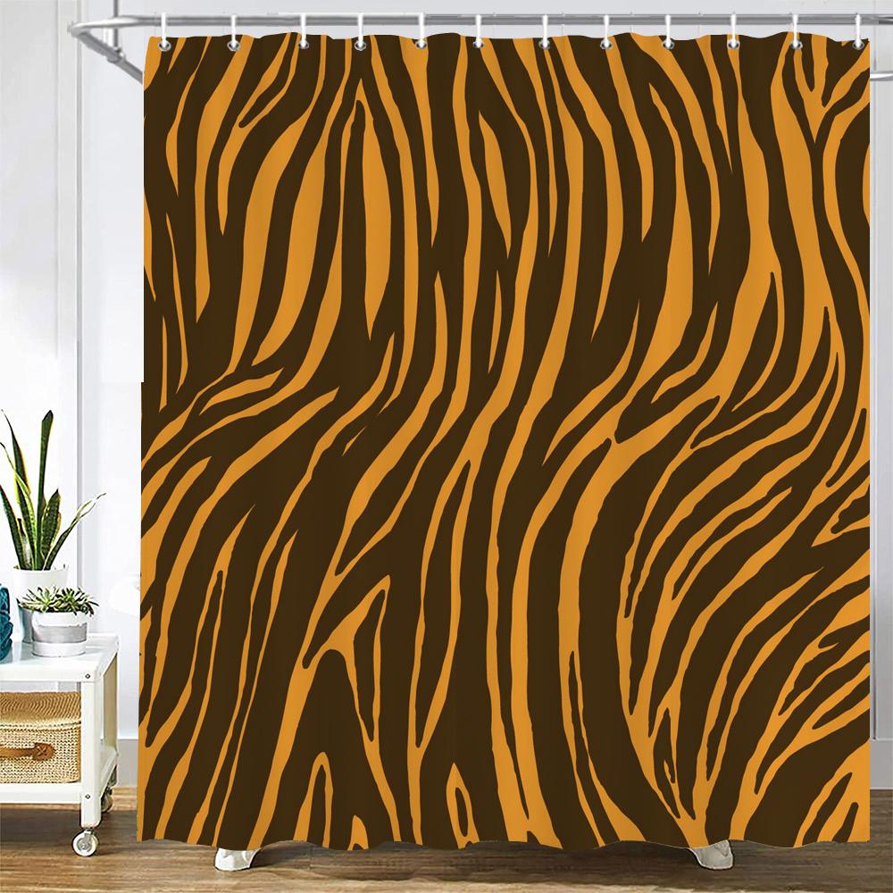 Sexy Leopard Printed Shower Curtain For Bathroom With Hooks 3D Geometric Pattern Waterproof Polyester Fabric Bathroom Curtains