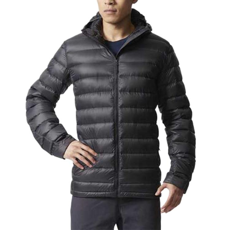 Adidas Down Jackets Men's Black Hooded Moderate Puffer Jacket AP7506