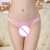 Women Sexy Crotchless Faux Pearl Decor Thong Panties Open Crotch Underwear