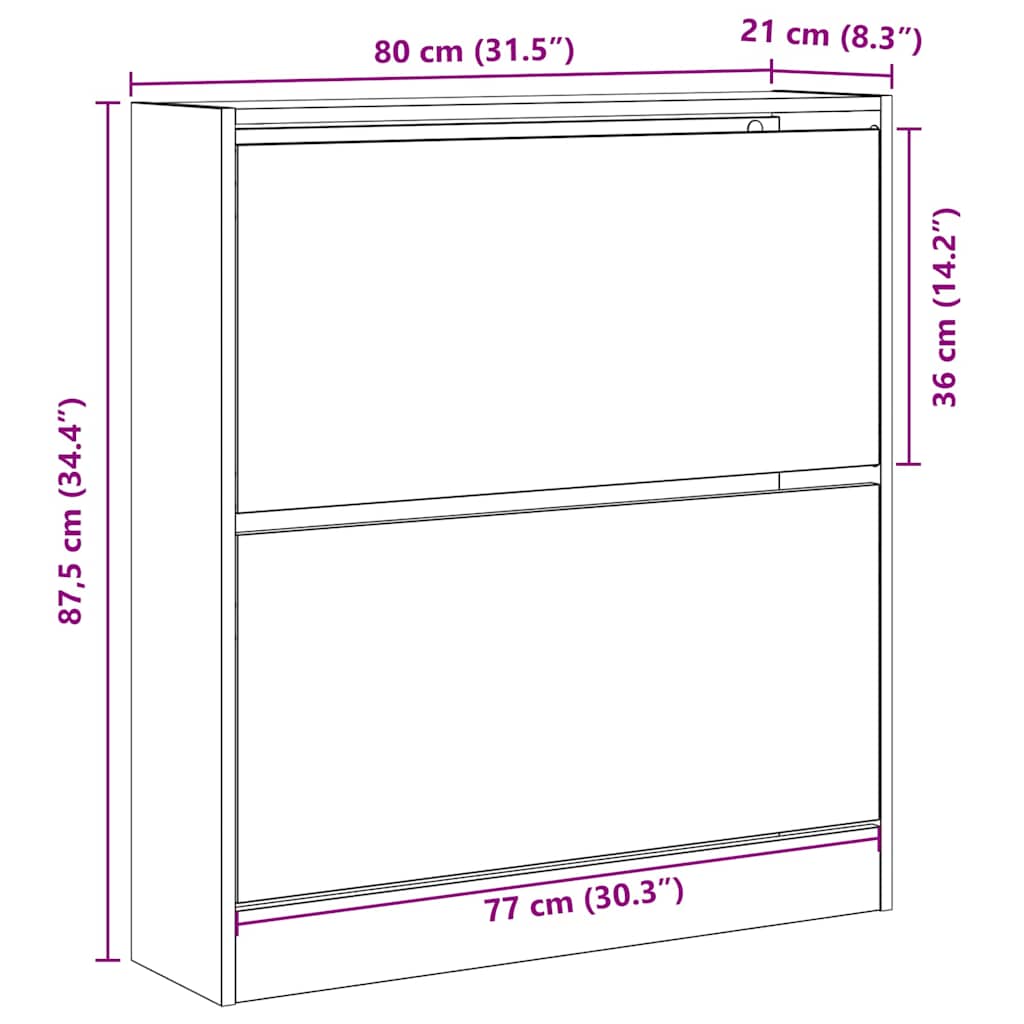 Shoe Cabinet with Shelf Rustic Wood Look 80 x 21 x 87.5 cm Engineered Wood