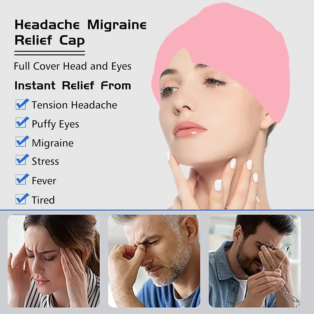 1PC Form Fitting Gel Ice Headache Migraine Relief Hat Cold Compress Therapy Cap  Ice Cap Head Wrap Face Mask Head Massage