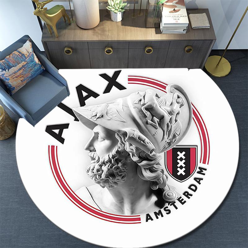 Amsterdamsche Football Club Ajax Round Area Rug,Carpet Rug for Living Room Bedroom Sofa Playroom Decor,Non-slip Floor Mat