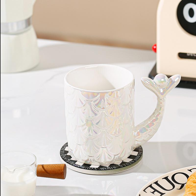 Creative fish scale, mermaid mug, continental breakfast cup, personalized fish tail coffee mug, novelty water cup