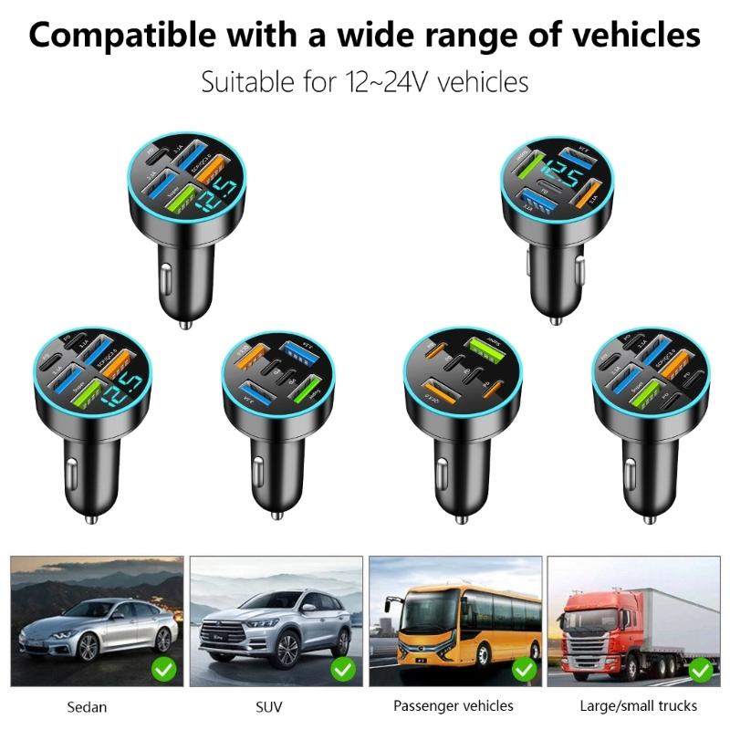 High Speed Charging Car Adapter with Various Multiple Port 66W Total Output QC3.0 for Efficient Device Charging