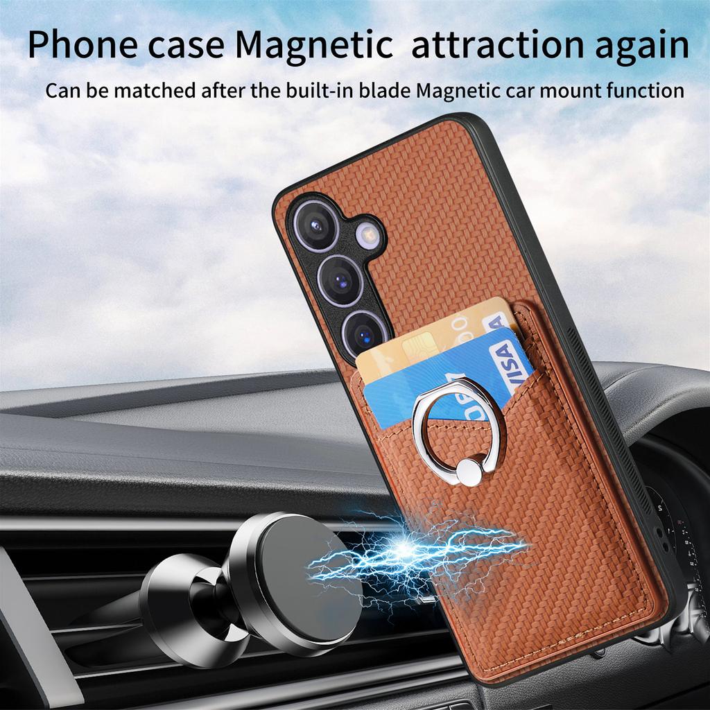 For Samsung Galaxy S25 Case Card Slots Ring Holder Kickstand Phone Cover