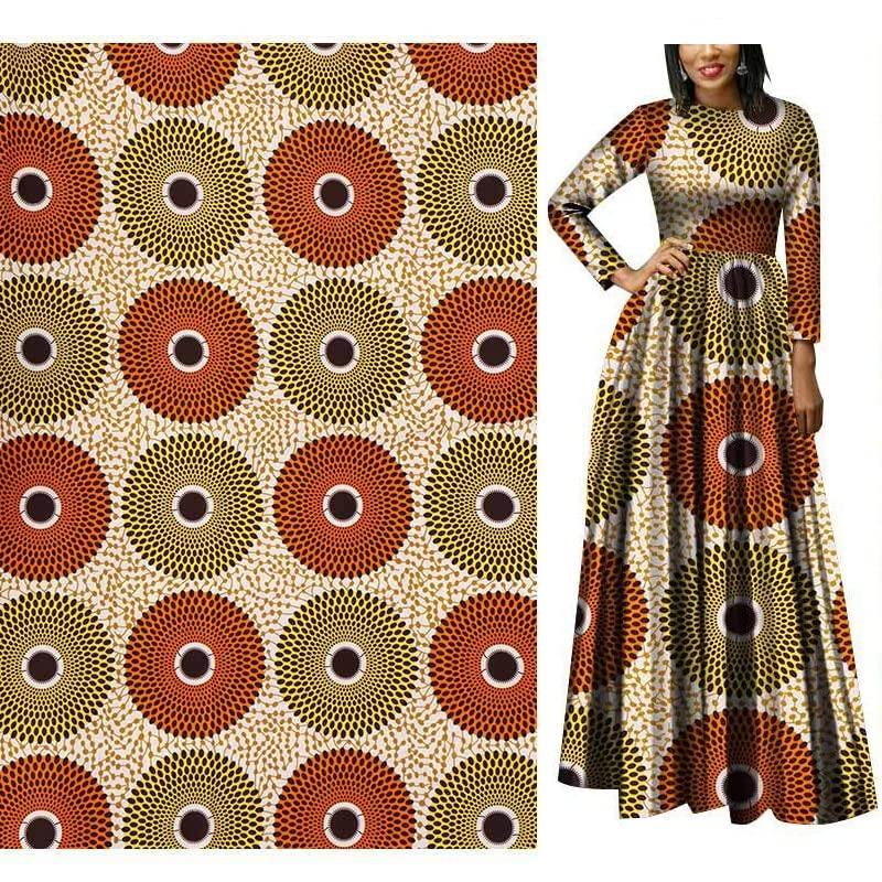 KINOKINO African African African Circular 6 Fabric, Print, Fabric, Circle, Round, (Orange, Yellow, Yards)