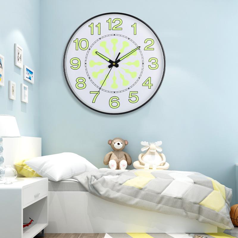 12 Inch 30cm Luminous Plastic Silent Wall Clock Creative Bedroom Living Room Simple Luminous Quartz Clock
