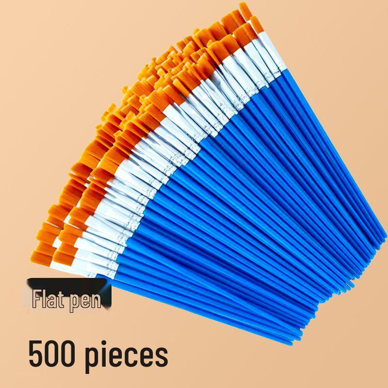 Flat Nylon Brush Set: Oil, Watercolor, Gouache, Acrylic - Ideal for Art, Painting, and Outlining.