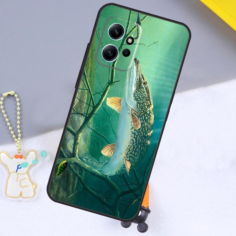 Pike Fish Fishing Bait Case For Xiaomi Redmi Note 13 9 10 11 12 14 15 Pro Plus Cover For Redmi 15 C 14C 10C 12C 13C