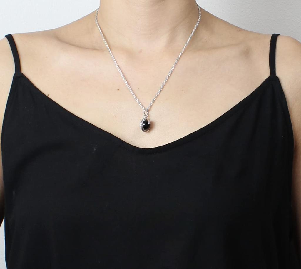 SnakeReptile Pendant, Sterling Silver 925, Onyx, Black Onyx