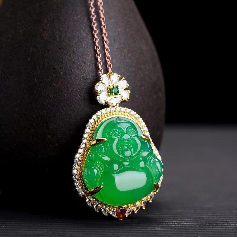 

Pendant Maitreya Buddha Smiling Face Buddha Inlaid Buddha Male and Female Necklace 50CM