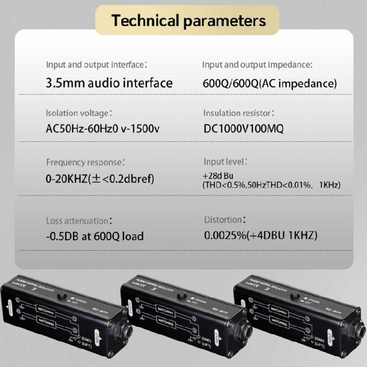 Audios Noise Isolator 6.35mm Signal Noise Cancellation Device Metal Builts For Stage Performers And Recording Engineers