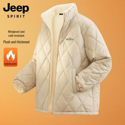 JEEP SPIRIT Men's Stand Collar Fleece Lined Winter Cotton Jacket