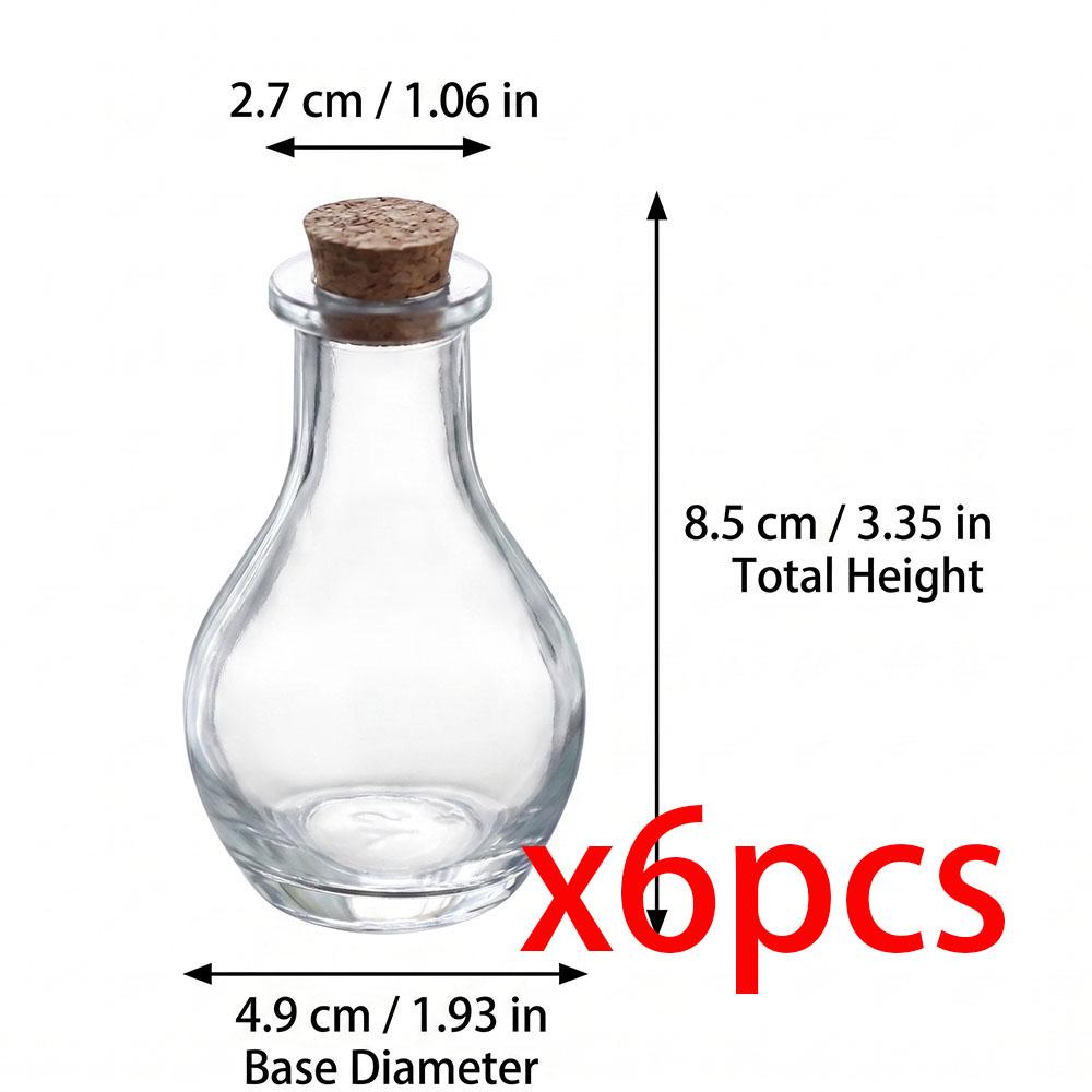 Glass Wishing Bottle with Cork Stopper Vase Shape Little Clear Glass Jars for Dried flowers Plant Seeds Beads Candy Storage 55ml