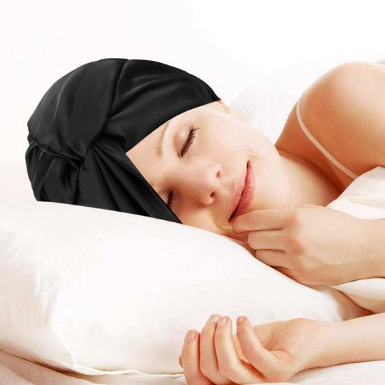 Hair Care Hat Adjustable Telescopic Double Layer Satin Shower Cap Knotted Design Waterproof Hair Bonnet