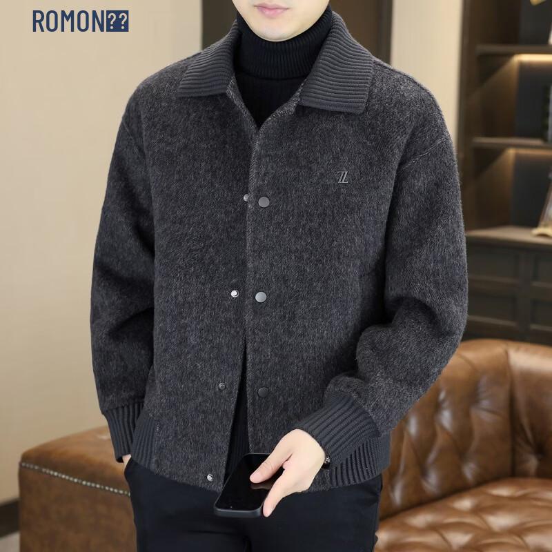 ROMON Men's Double-Sided Wool Blend Casual Business Jacket