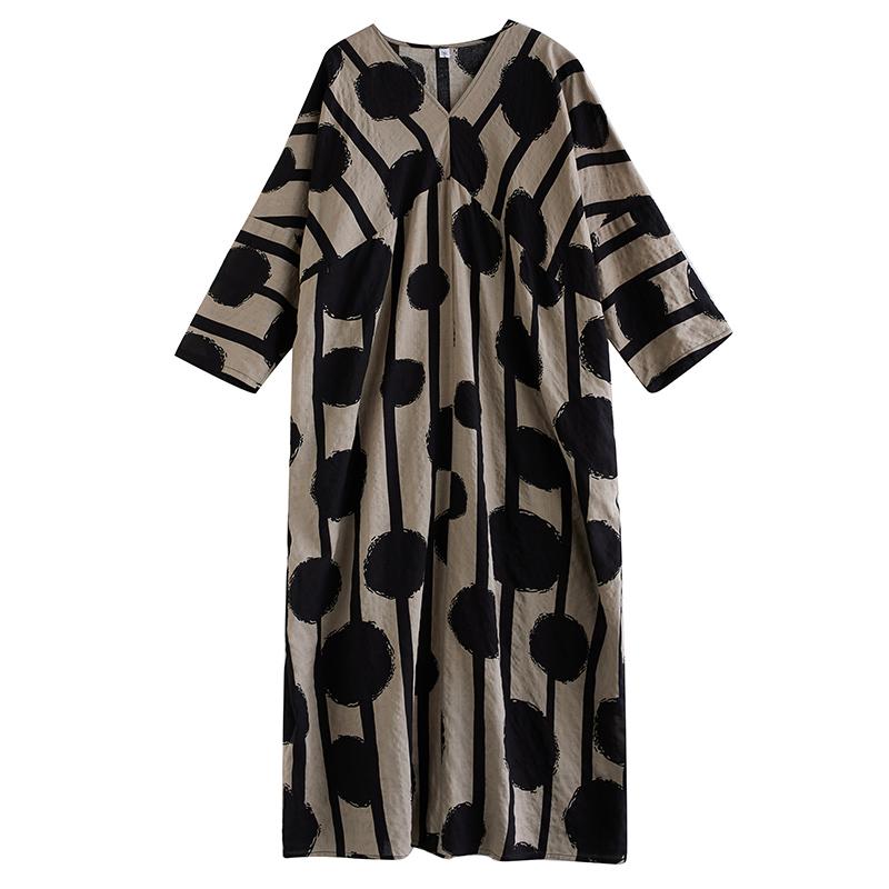 Long Sleeve Plus Size Cotton Vintage New In Dresses for Women Casual Loose Maxi Spring Autumn Dress