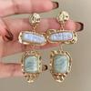 Vintage Pearl Square Pendant Earrings - Retro Court Style, Light Luxury, High-End Feel Accessories