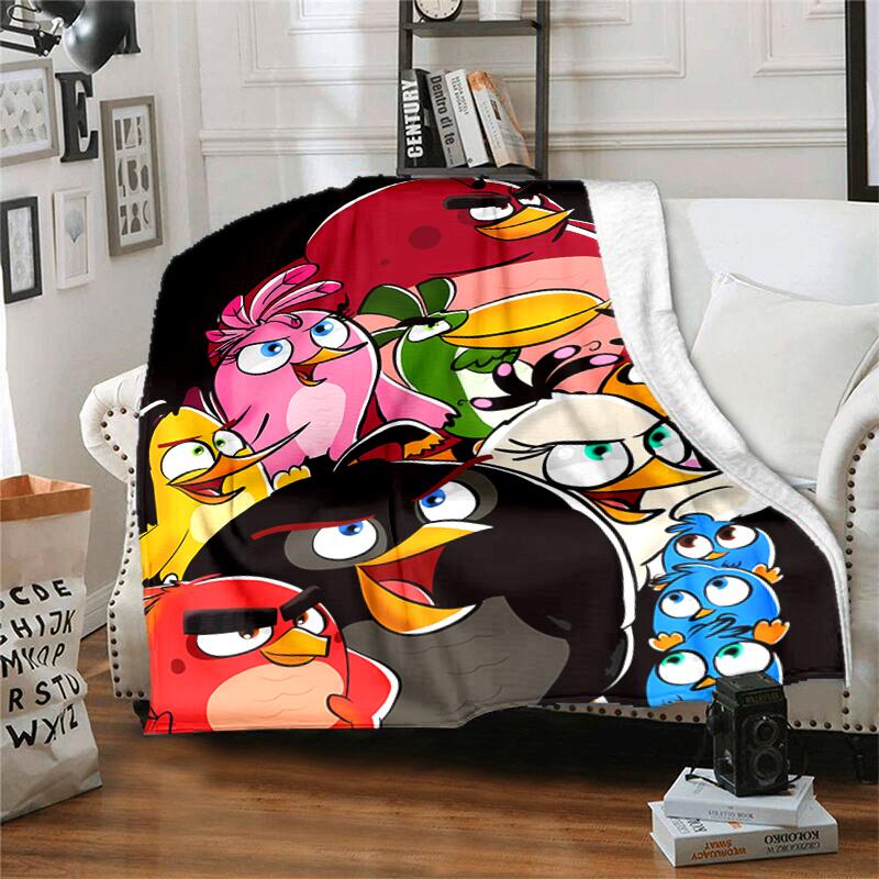 1pc Blanket angry Birds Print Design, Lightweight Blanket for Sofa, Bed- Soft &Warm, Gift for All Seasons like Christmas, Halloween
