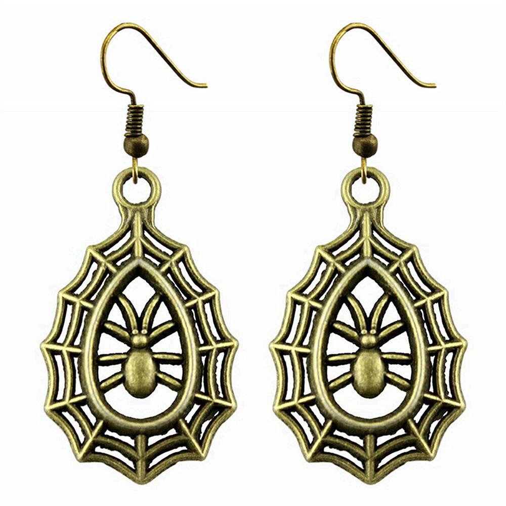 Gothic Spider Charm Dangle Earrings Halloween Horror Arachnid Drop Earrings Dark Punk Goth Jewelry