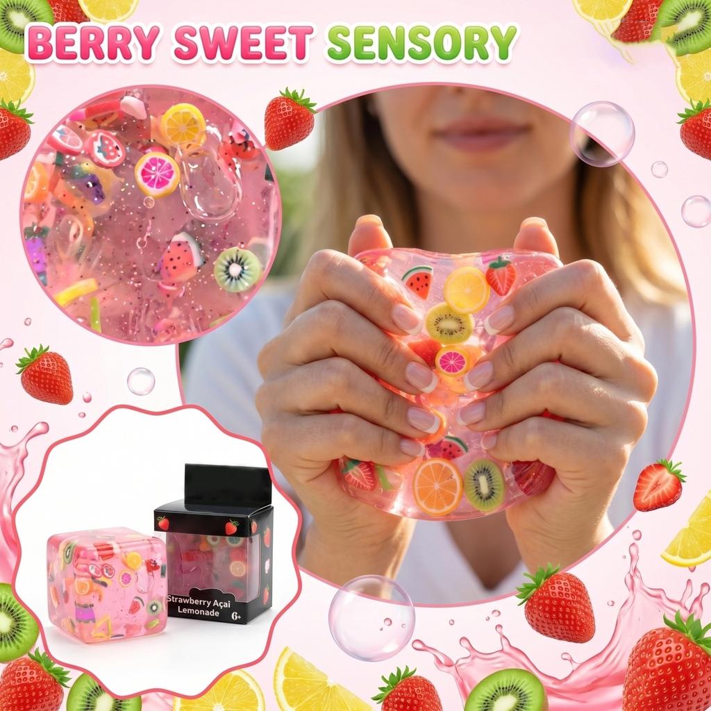 Sensory Stress Relief for Hand Exercise and Relaxation with Fruit Pattern and Soft Material for Stress Reduction and Focus Enhancement