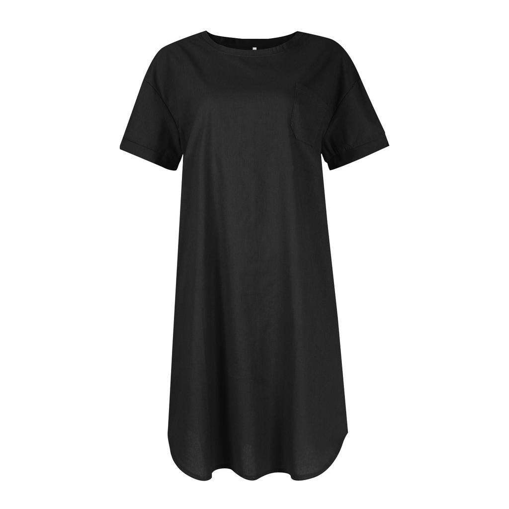 Abiti Casual da Donna alla Moda Girocollo Larghi a Maniche Corte