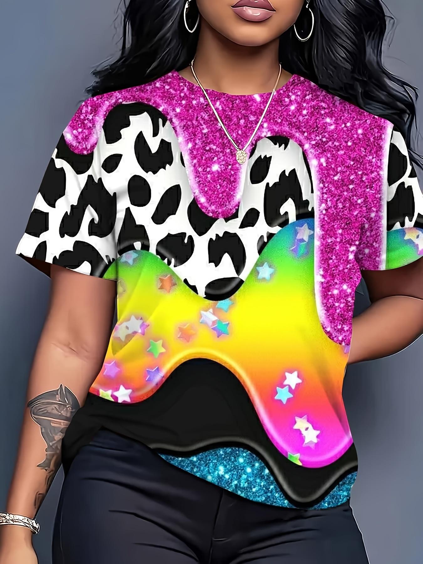 

Colorful Abstract Brush Painting Art T-Shirt Women Casual T-Shirt Soft Printing Gift 3XL дубильна кора