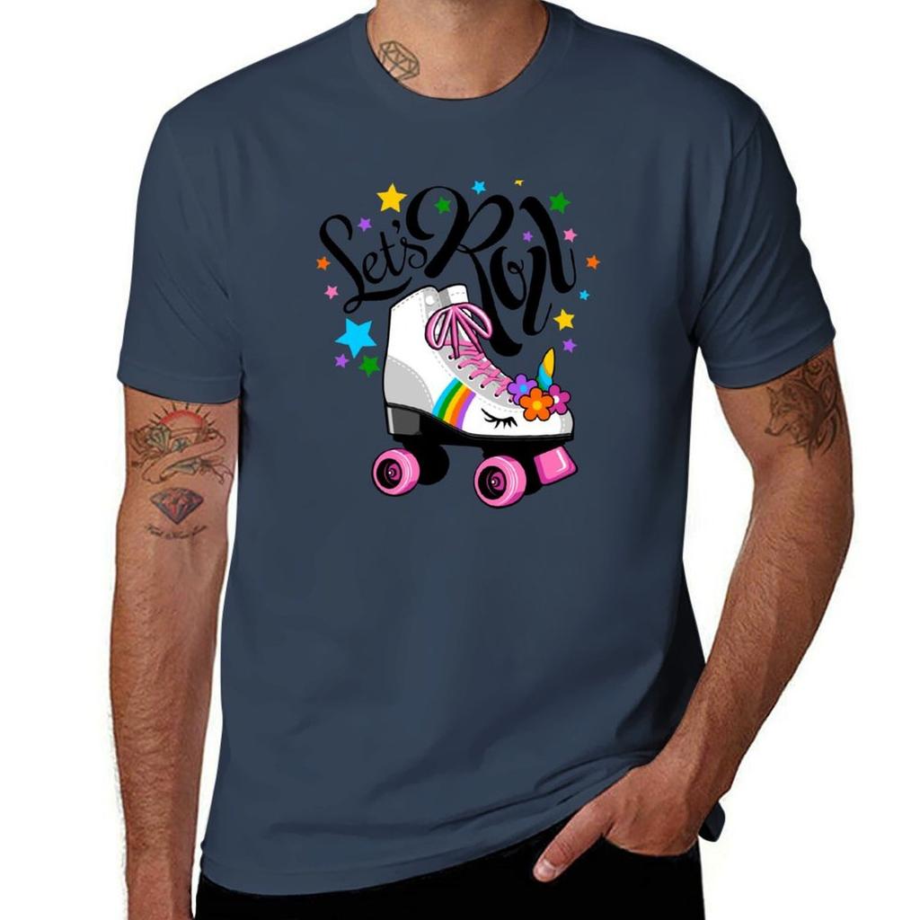 Lets Roll Roller Skate Unicorn Gift For Girls Birthday Party Tshirt Holiday Casual Short Sleeve Top Tshirt