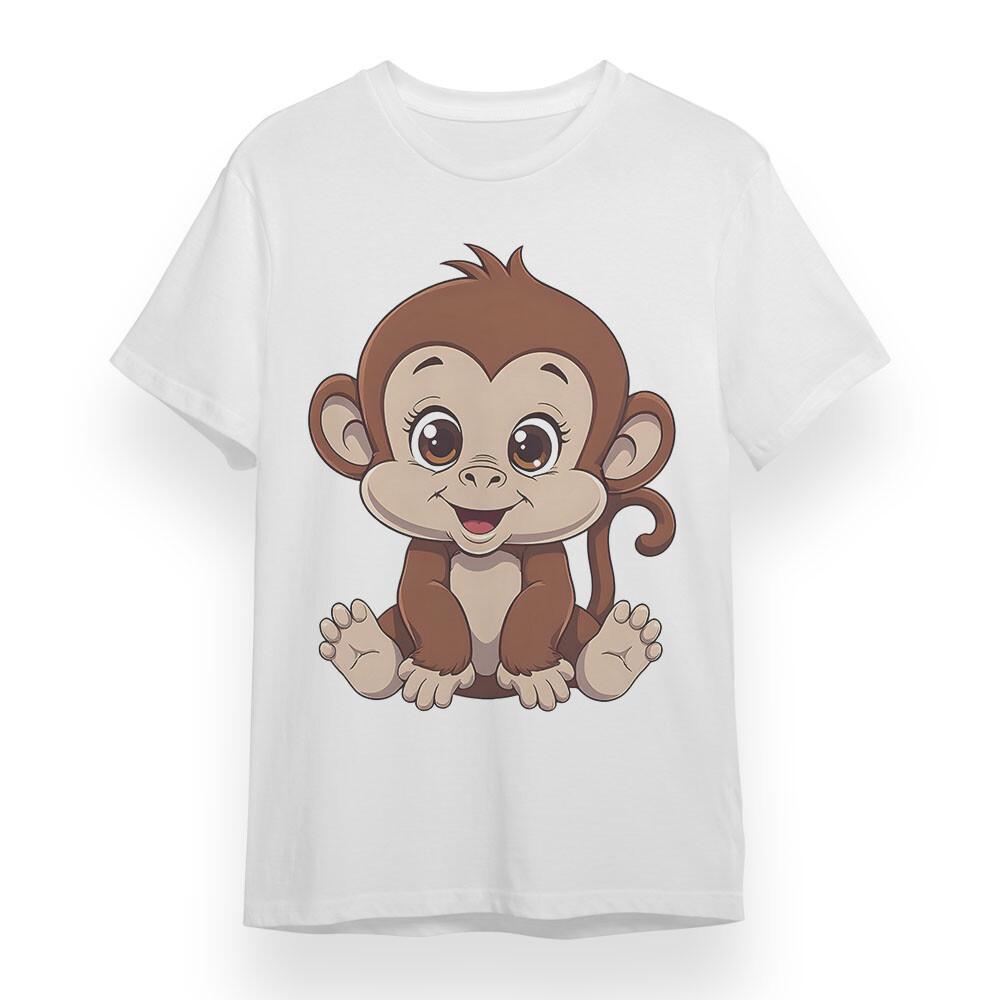 

Men s Plus Size T-shirt With Cute Little Monkey Unisex White 100% Cotton Tee 4XL