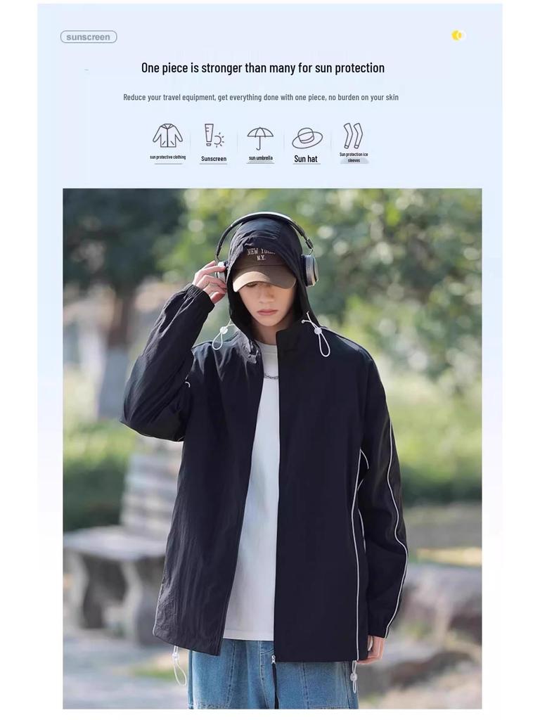 WASSUP Men's 2025 Summer Sun Protection Windbreaker - Anti-UV, Ice Silk, Quick-Dry, Lightweight