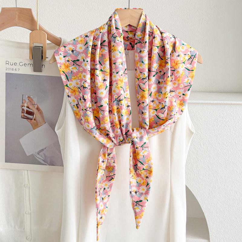 Cheongsam Shawl Women's Summer Outfit Simulation Silk Ethnic Style Triangle Scarf Cloak Versatile Tassel Travel Photo Scarf