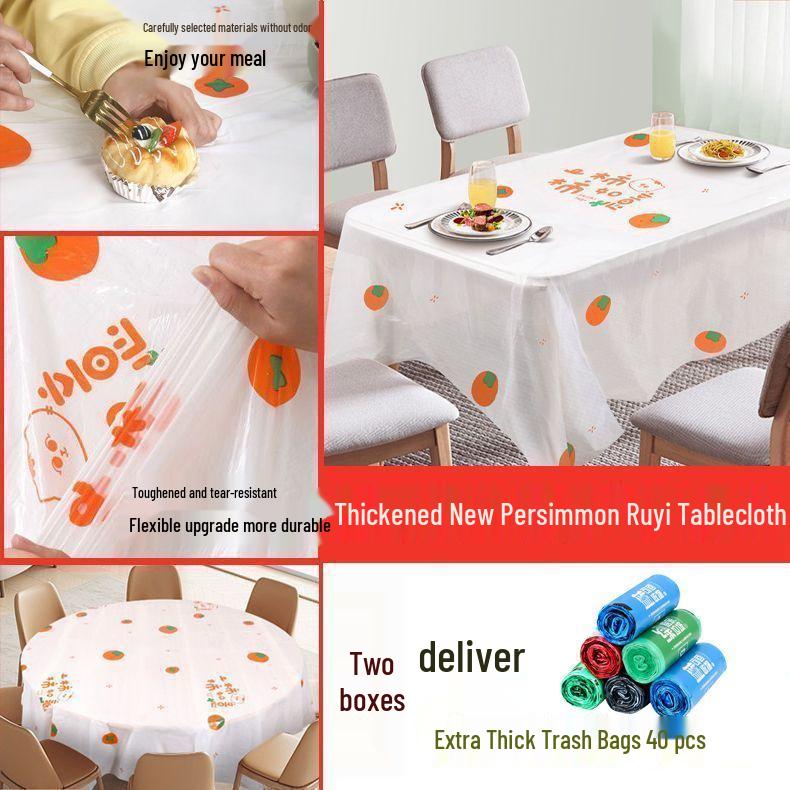 Thickened Waterproof & Oil-Proof Tablecloth - Festive Round & Rectangular Options