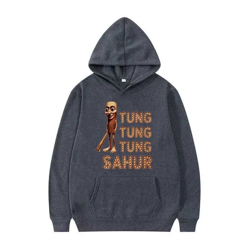 Funny Tung Tung Tung Sahur Italian Brainrot Meme Hoodie Unisex Humor Long Sleeve Hoodies Men Casual Hip Hop Oversized Sweatshirt