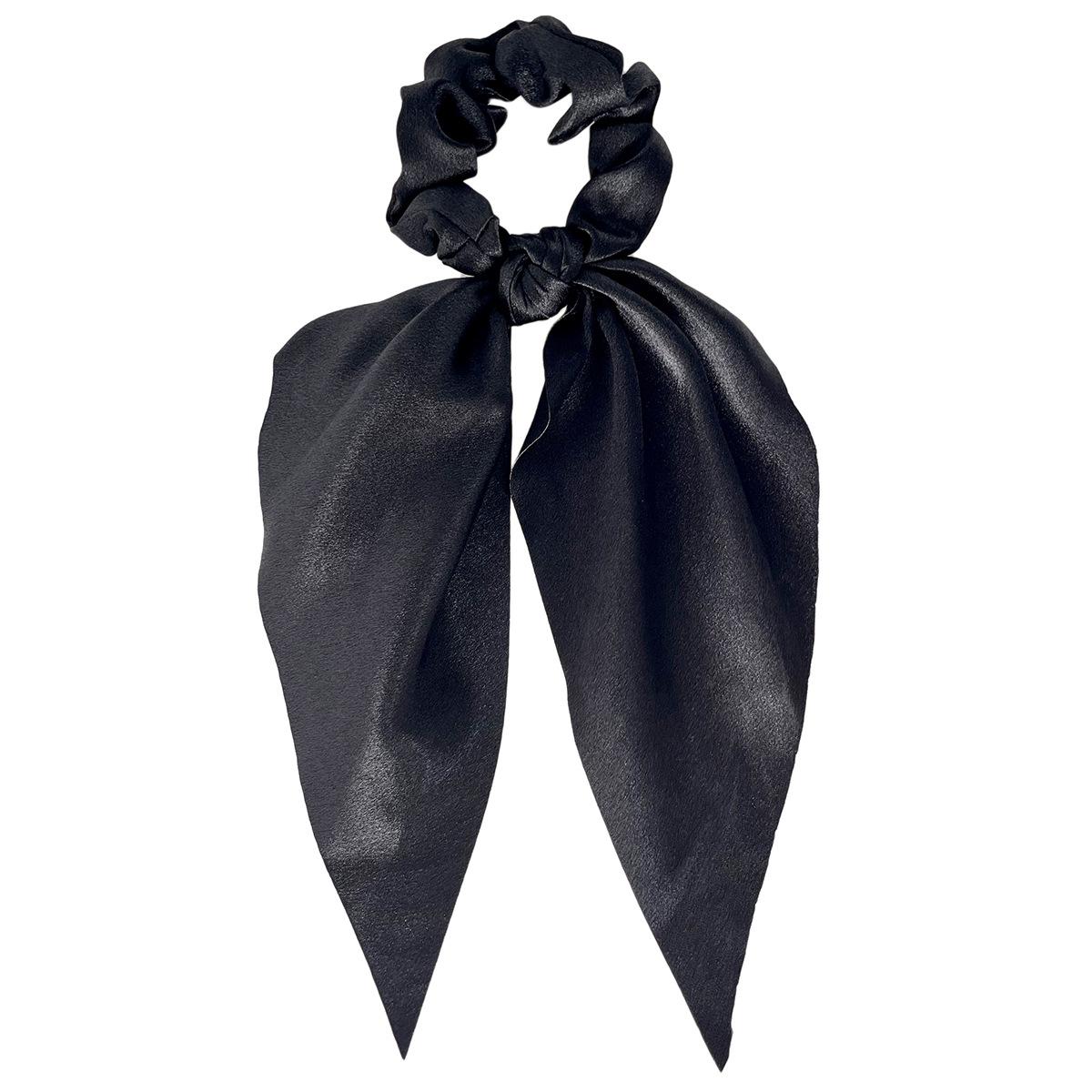 

Solid Satin Long Hair Rope Korean Knotted Hair Ties For Women Ponytail Scarf Sweet Elastic Hair Band Girls Headwear Accessories чорний