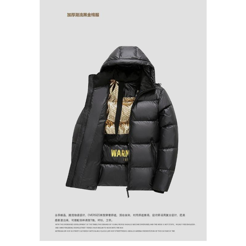 

2023 осень и зима новая черная золотая хлопковая одежда, пальто большого размера, стеганая куртка, утолщенная теплая стеганая куртка, мужская M