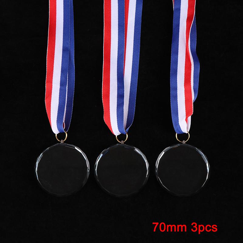 

3 шт. Пустые стеклянные медали Спортивные сувениры Медаль почета Школьные соревнования Для почетных медалей Памятные награды Подарок 70mm
