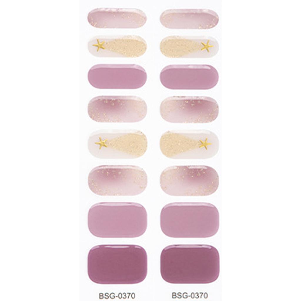 Self-Adhesive Gel Nail Stickers Full Nail Wraps Nail Decals Semi-Cured Polish Strips Nail Art Decoration for Women Girls