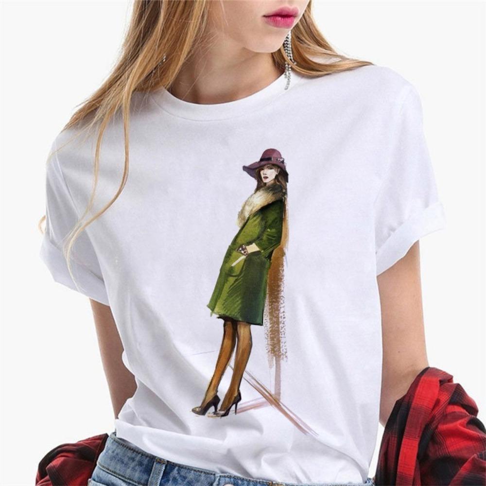 Paris Girl Europa und Amerika Mode Locker Ins Weißes Kurzarm-T-Shirt Damen Grafik-T-Shirts Harajuku Damenbekleidung