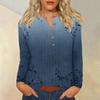 Women's T Shirt Tee Print Button Long Sleeve Daily Weekend Fashion Basic V- Neck Regular Top
