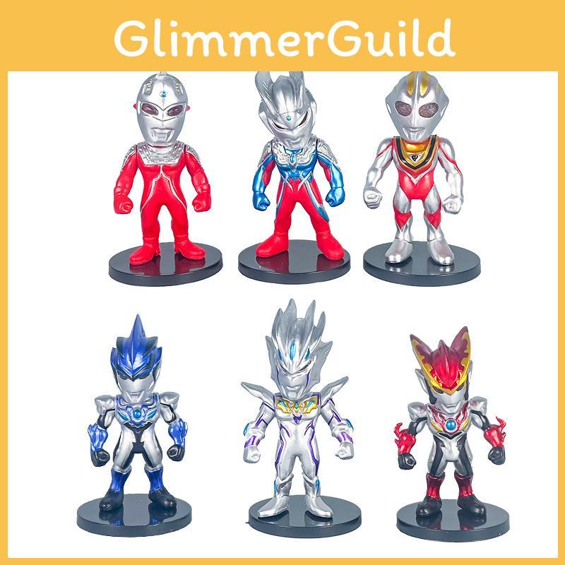 Ultraman Cartoon Character Mini Model Ornament Six Pieces Set For Desktop Decor