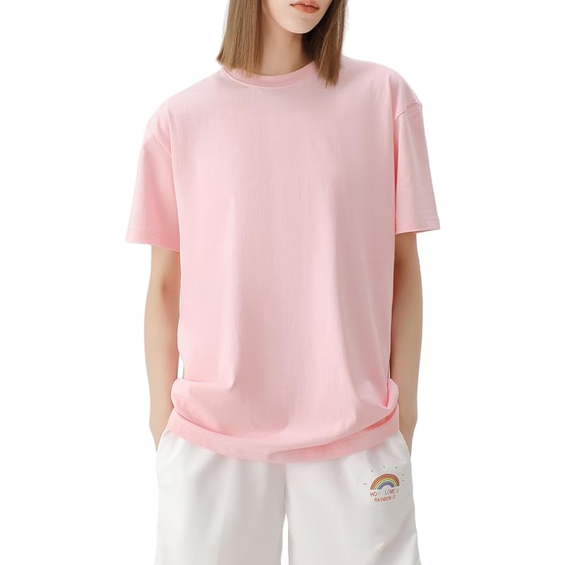 

[Dreambuilder] T-shirt ladies 100% cotton Plain color short sleeve tops white Relaxing short sleeve tops round neck cut and sew summer work commute