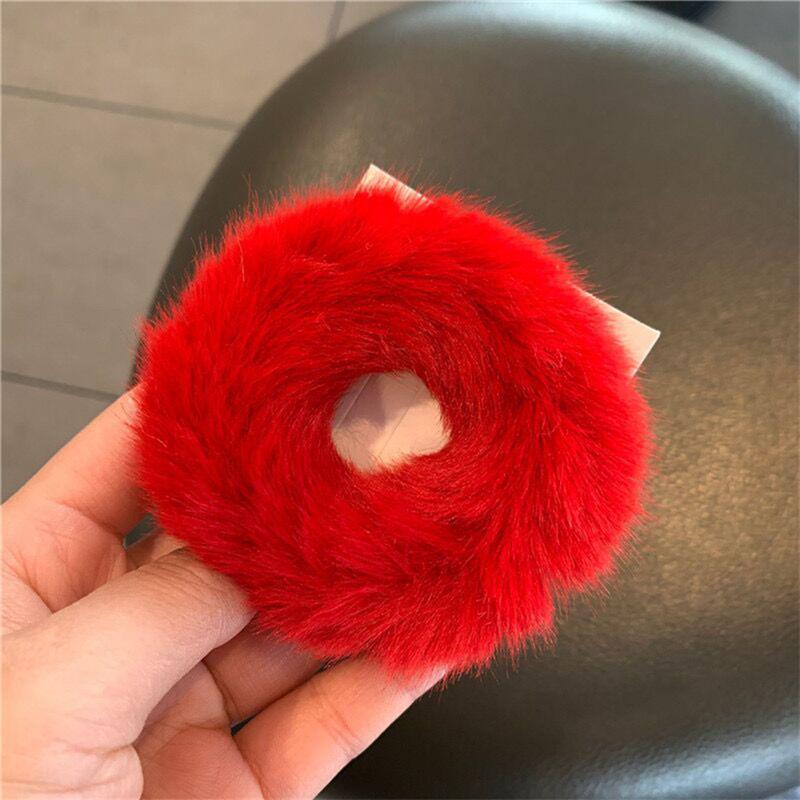 Elastic Faux Fur Hair Bands Scrunchies Vintage Girls Solid Ponytail Holder Rubber Headband Ties Fashion Women Hair Accessories