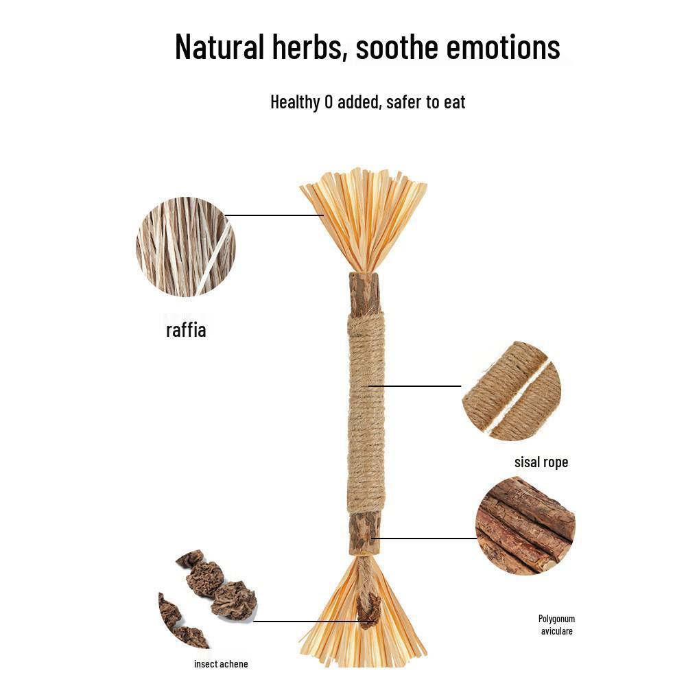 Matatabi Raffia Catnip Teaser Toy with Bell and Chewing Stick