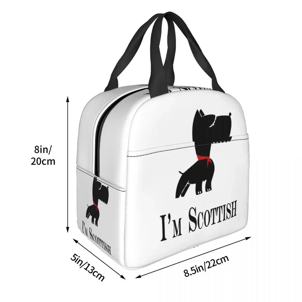 Scottie Dog Love Hearts Scottish Terrier Insulated Lunch Bag for Women Kids Portable Food Boxes Thermal Lunch Box Tote