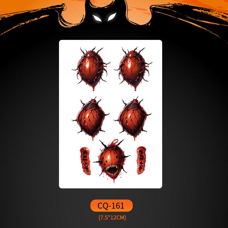 Nuevos Halloween 2024 Pegatinas de Tatuaje de Cara de Boca Grande Aterradoras - Divertido, Impermeable, Maquillaje de Fiesta Colorido