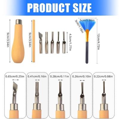 Outil de coupe pour linoléum avec manche Cutter pour linoléum Outil de gravure avec tête interchangeable pour la sculpture l'estampe