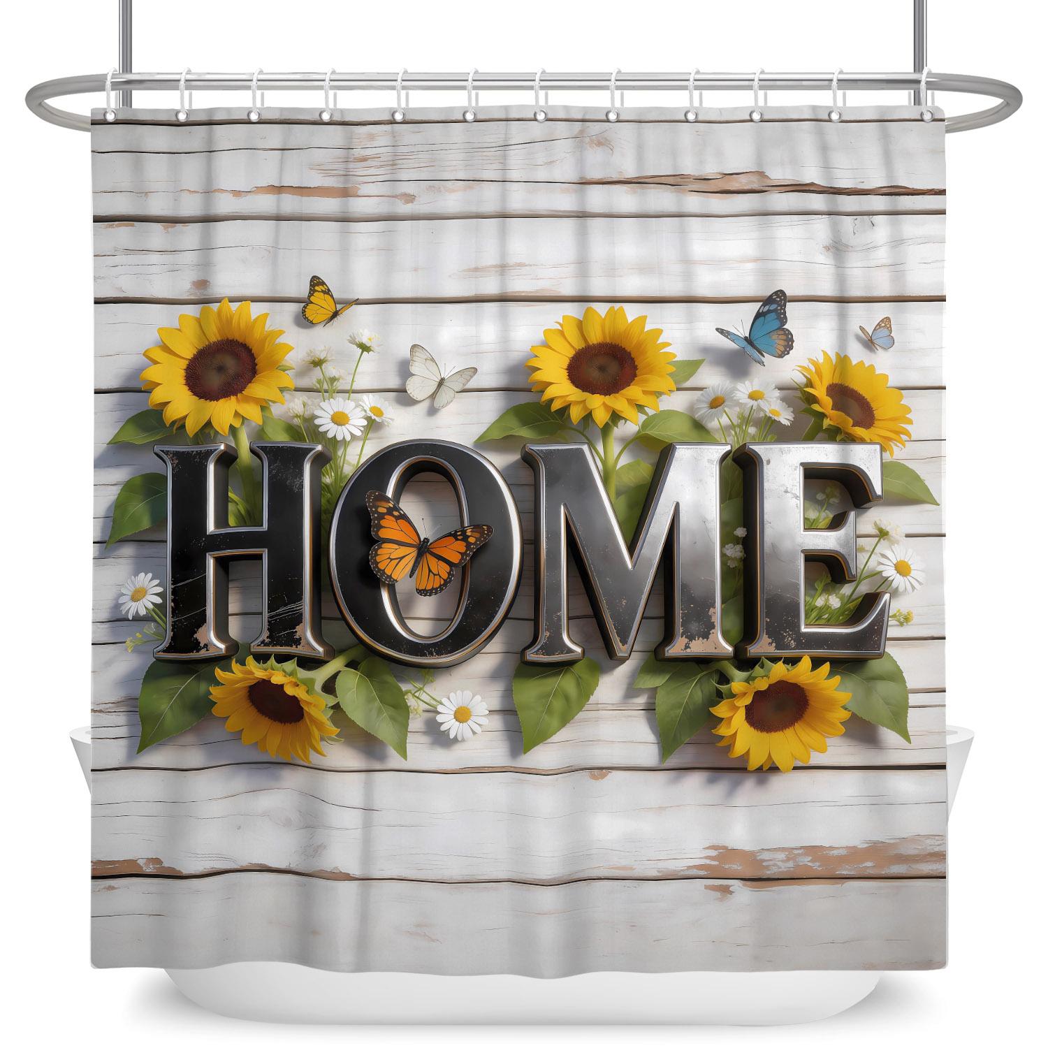 

Vintage Flower Shower Curtain Plank Butterfly Waterproof Bath Curtain For Bathroom Decor Polyester Fabric With 12 Hooks Included W60H190(CM)-1 Pcs