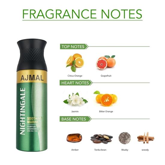 Ajmal Nightingale Deodorant Citrus Fragrance 200 Ml Casual Wear for Men & Women + 2 Parfume Testres Free