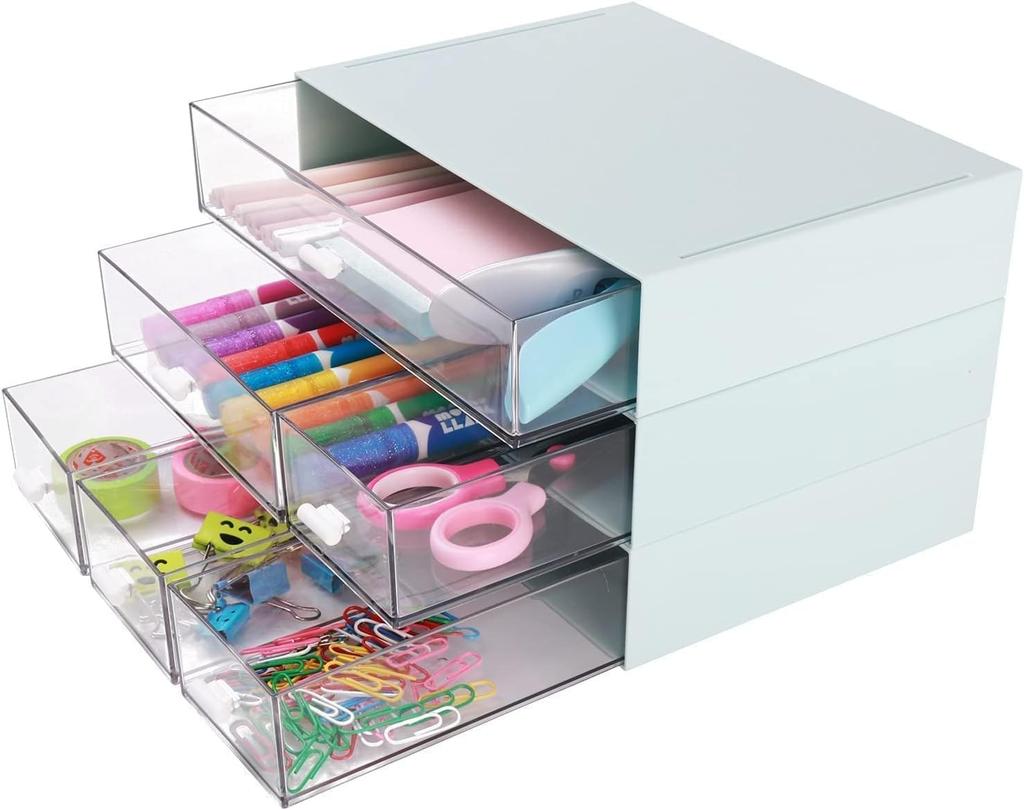 HUACHENG Desk Small Item Storage Tabletop Drawer Storage Multifunctional Desktop No Assembly Cosmetics Storage Remote Control Rack Organizer, Box,
