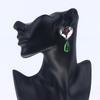 Vintage Emerald Green Teardrop Pendant Unique Drop Earrings Statement Heart-Shaped Earrings Retro  Women'S Jewelry Gift